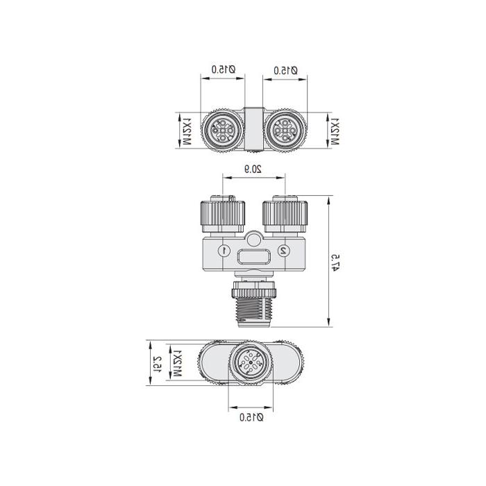 M12 5Pin公头/2M12 5Pin母头、Y型插接器、644331