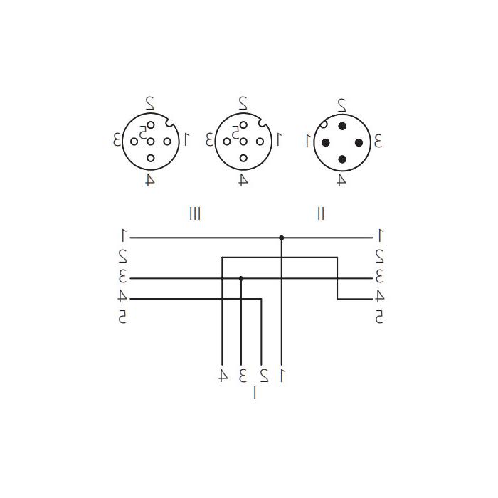 M12 4Pin male /2M12 3Pin female, Y-shape pre-cast PVC non-flexible cable, grey sheathing, 64D403-XXX